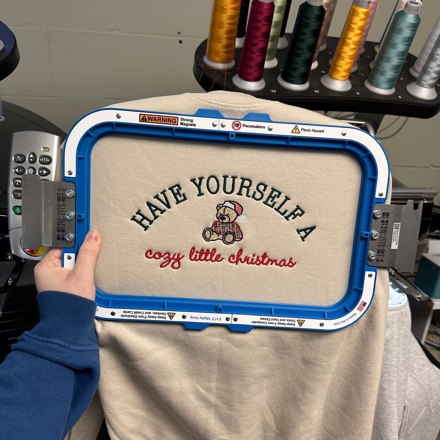 Cozy Christmas Bear Embroidered Crewneck