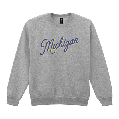 Michigan Shadow Font Embroidered Crewneck