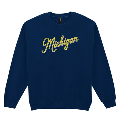 Michigan Shadow Font Embroidered Crewneck