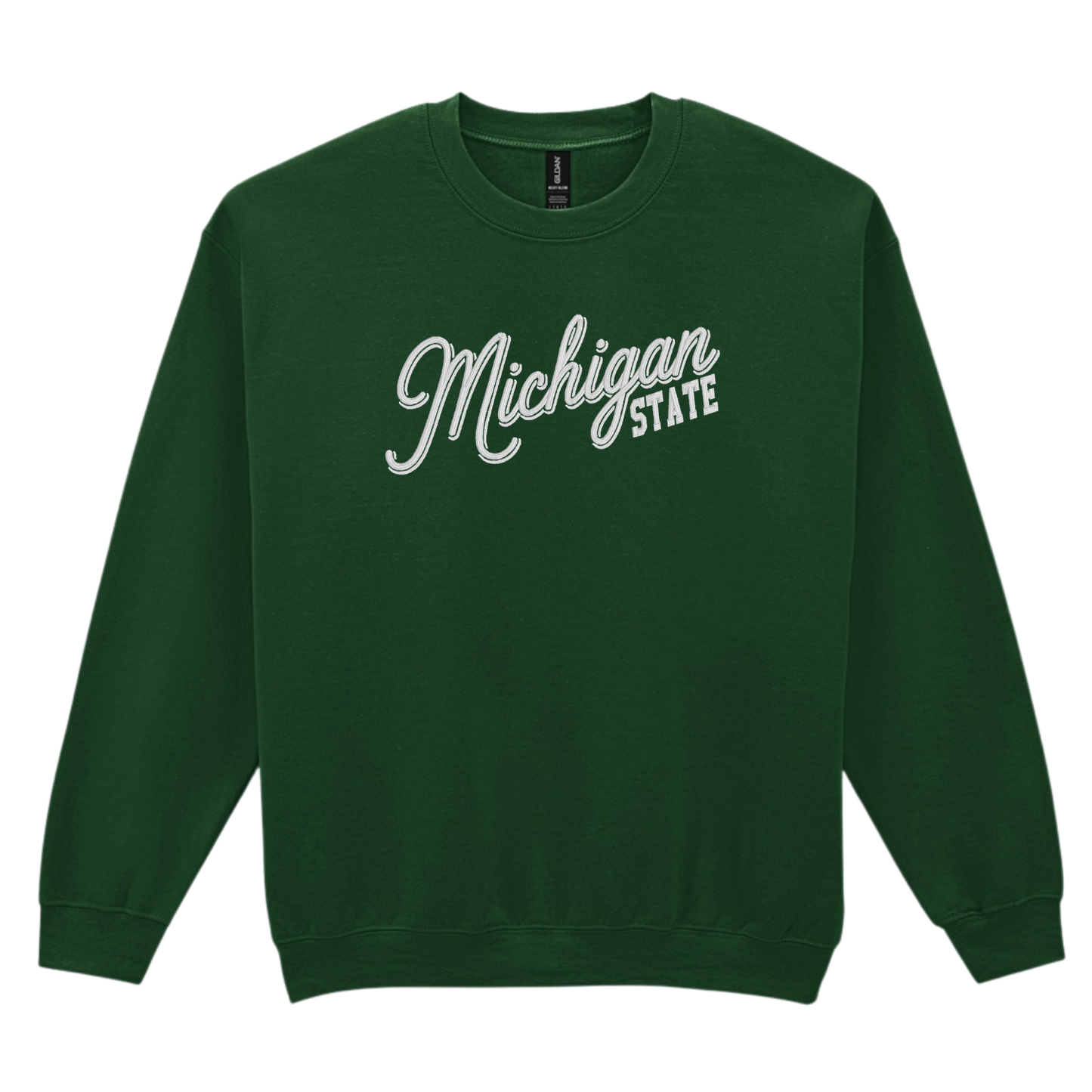 Michigan State Shadow Font Embroidered Crewneck
