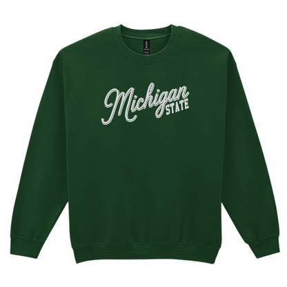 Michigan State Shadow Font Embroidered Crewneck