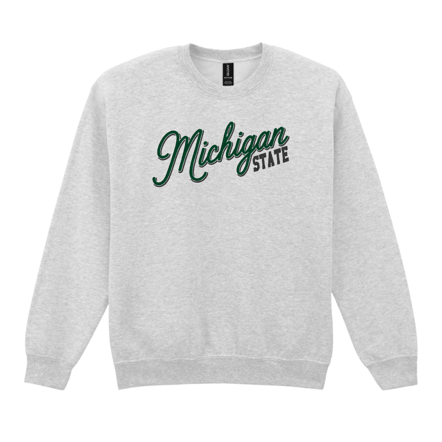 Michigan State Shadow Font Embroidered Crewneck