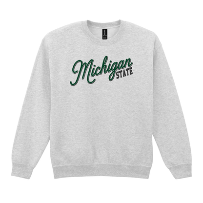 Michigan State Shadow Font Embroidered Crewneck