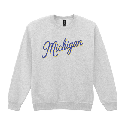 Michigan Shadow Font Embroidered Crewneck