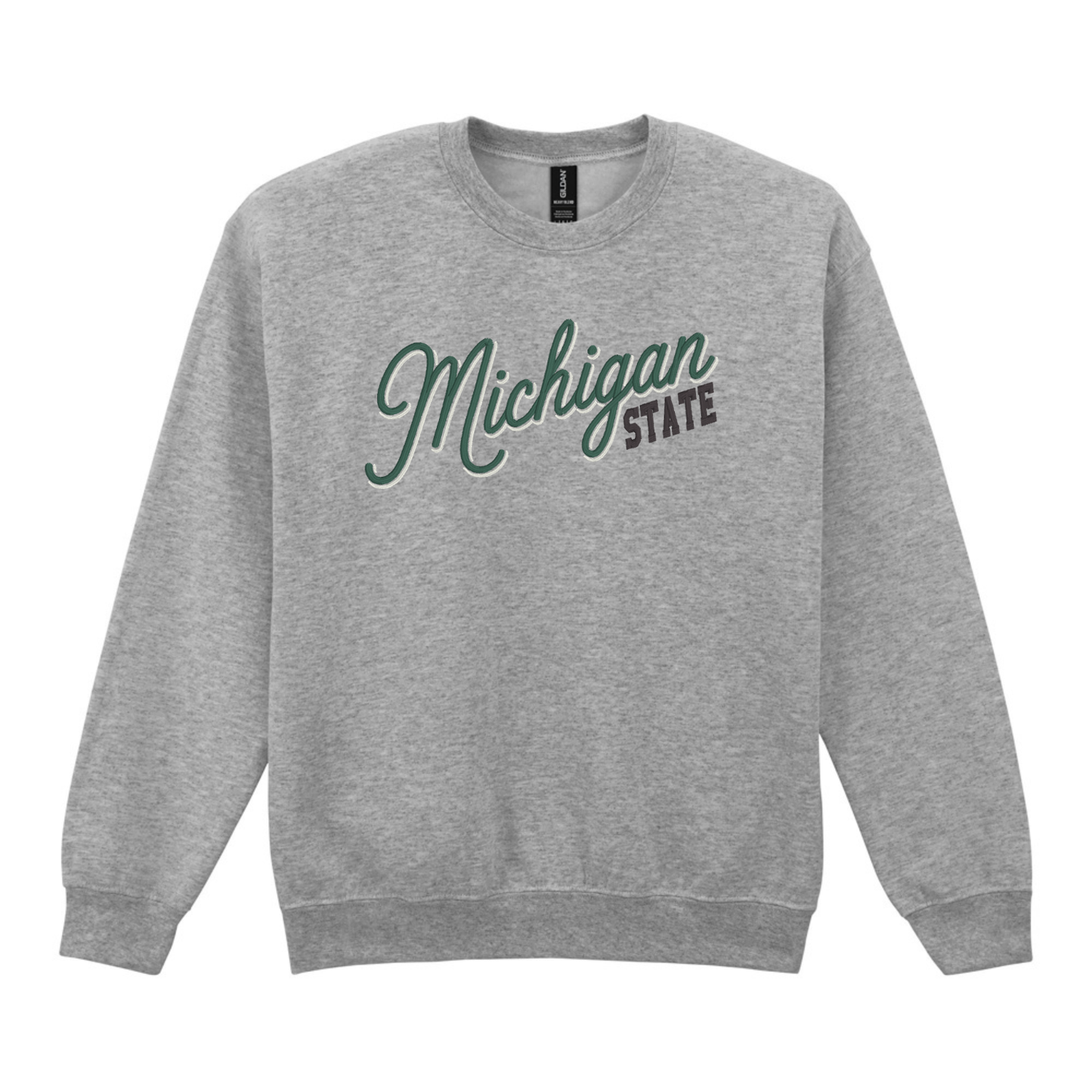 Michigan State Shadow Font Embroidered Crewneck
