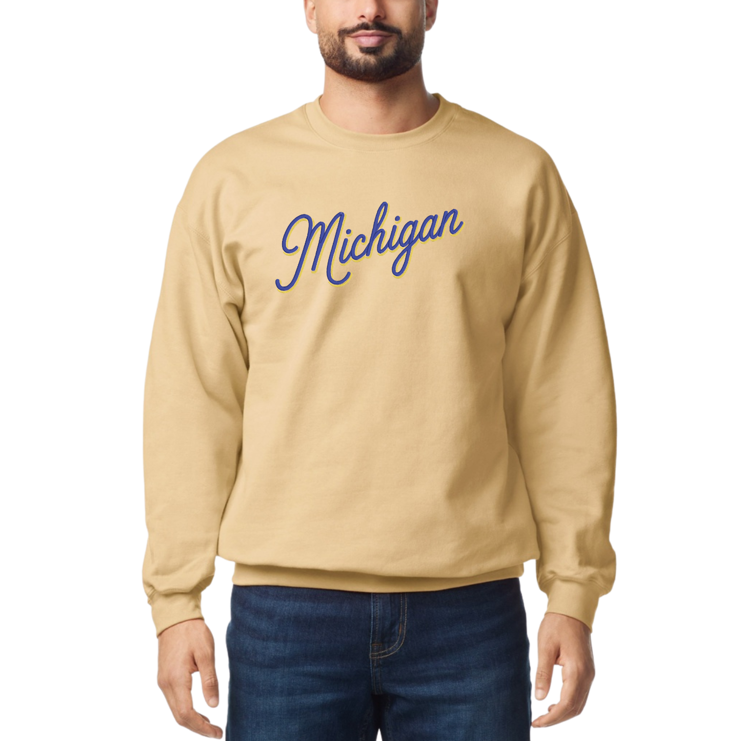 Michigan Shadow Font Embroidered Crewneck