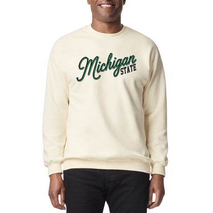 Michigan State Shadow Font Embroidered Crewneck