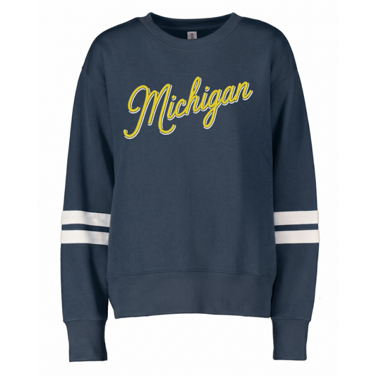 Michigan Shadow Font Varsity Crewneck