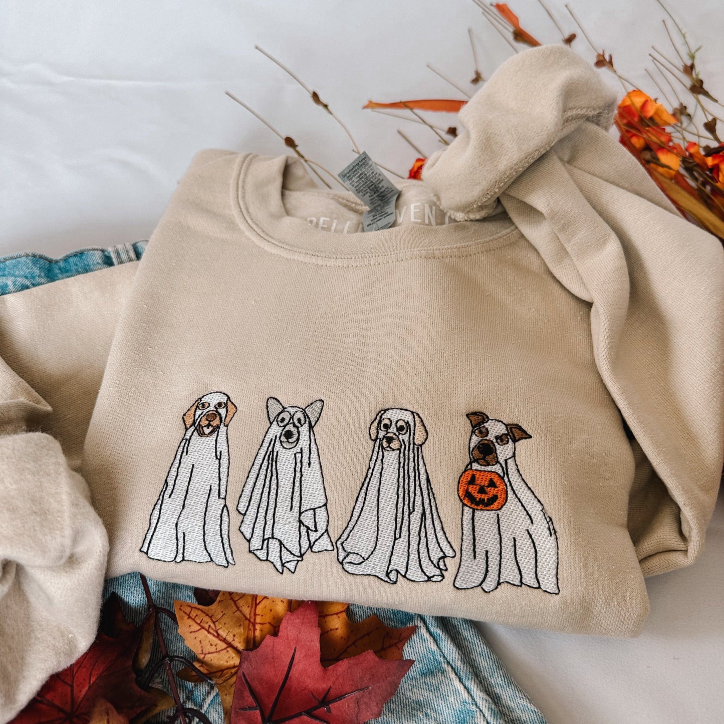 Spooky Dogs Embroidered Crewneck