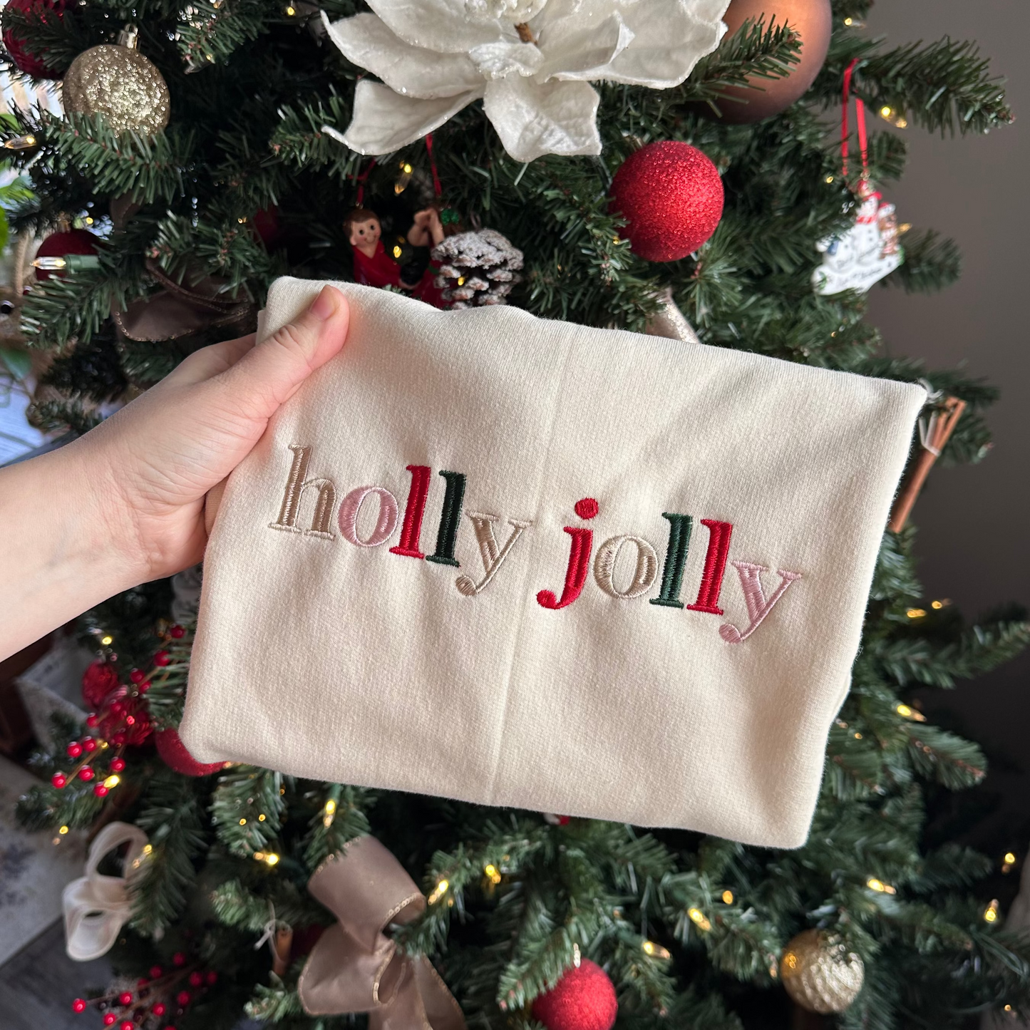 Holly Jolly Embroidered Crewneck