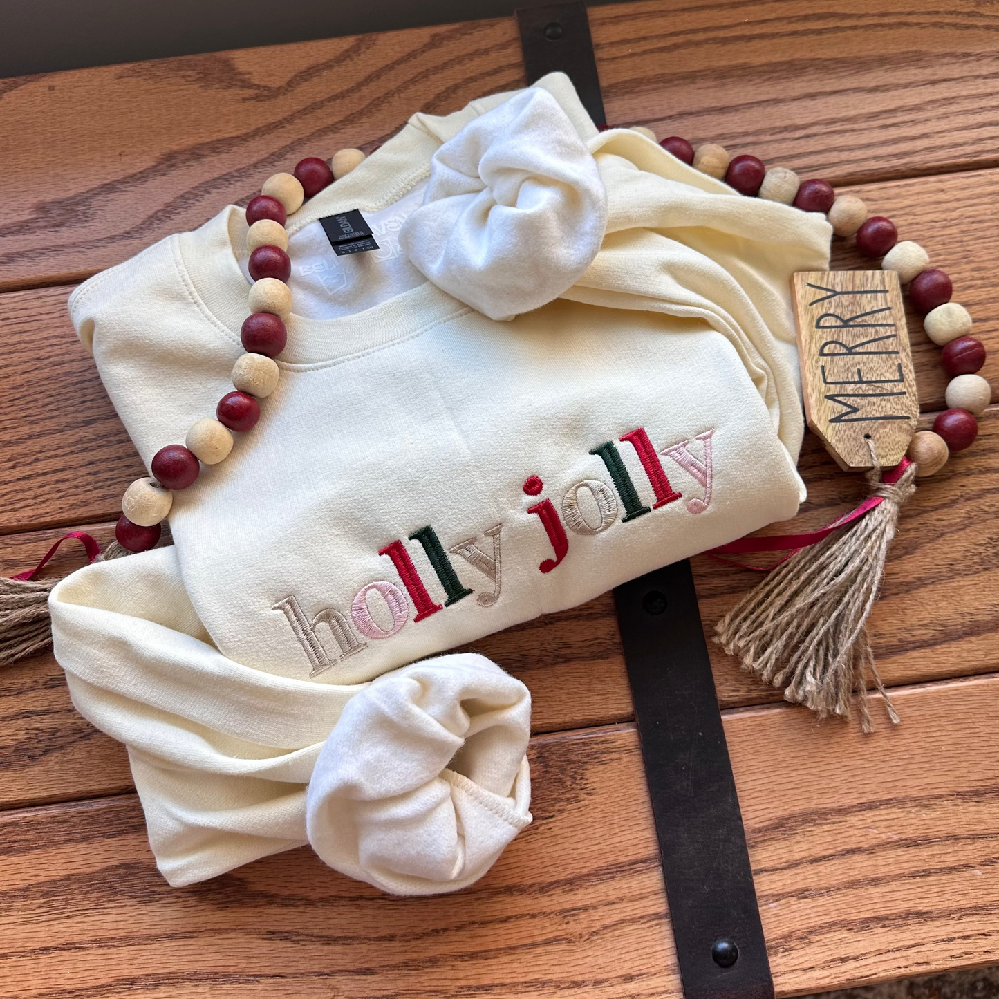 Holly Jolly Embroidered Crewneck