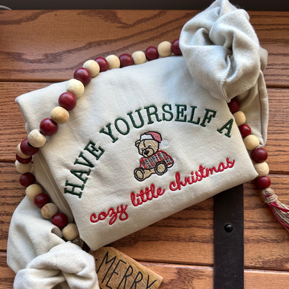 Cozy Christmas Bear Embroidered Crewneck