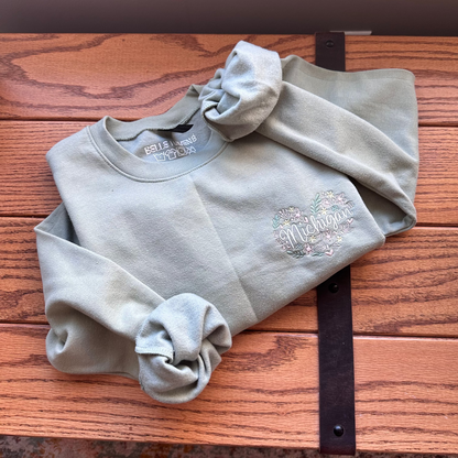 Floral Michigan Heart Embroidered Crewneck