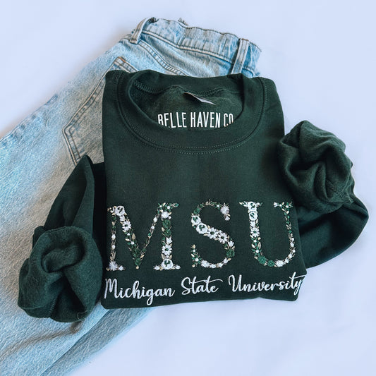 MSU Floral Crewneck