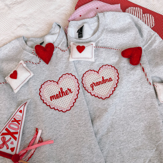 Scalloped Heart Aplique Crewneck