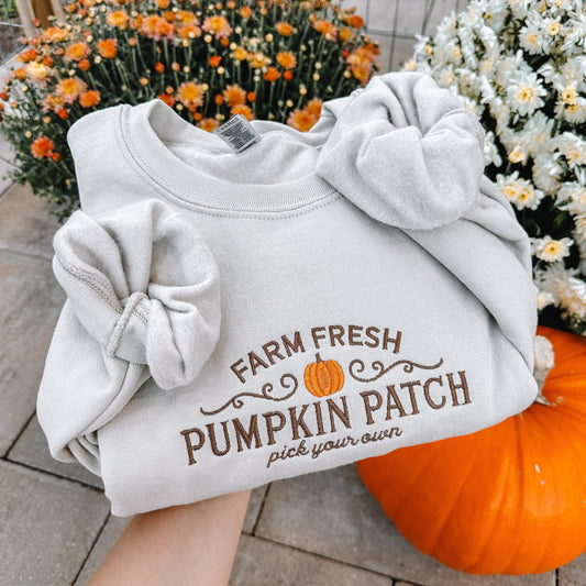 Farm Fresh Pumpkin Embroidered Crewneck