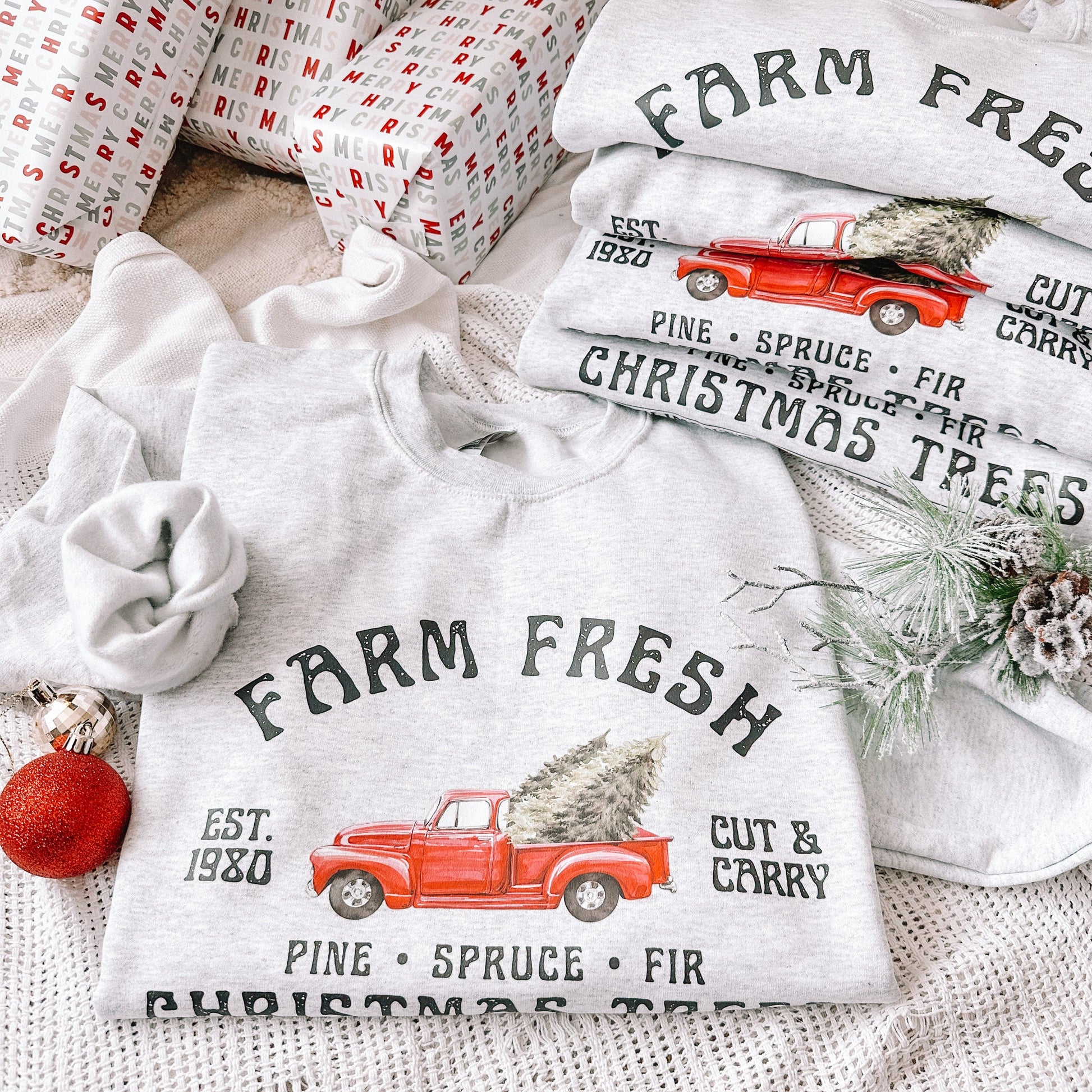 Monogrammed 'Farm Fresh Christmas Trees' Crewneck Sweatshirt